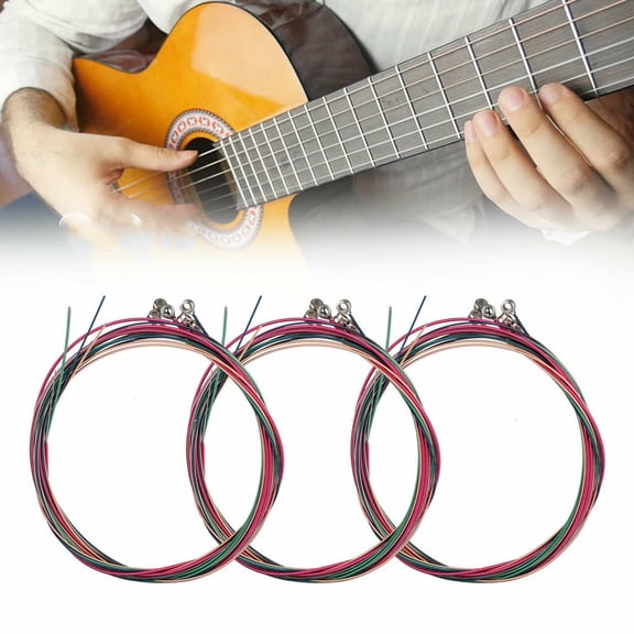 Acoustic Guitar Strings 6-Piece Set - Steel Guitar Strings 1st to 6th String Rustproof Coated Replacement Strings for Acoustic Guitar Daily Practice & Repair - Fits Acoustic Guitars for Beginners