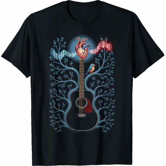 Acoustic Guitar Tee, Music Tree of Life Guitarist T-Shirt