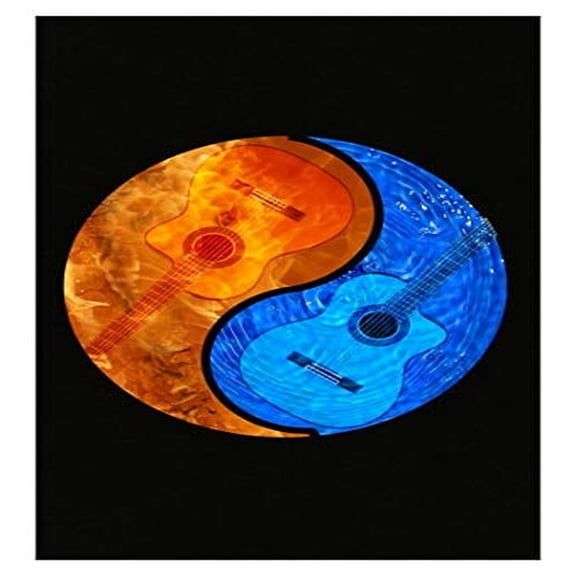 Acoustic Guitar Ying Yang Poster - 13x19 - Wall Art for Music Lovers Gift