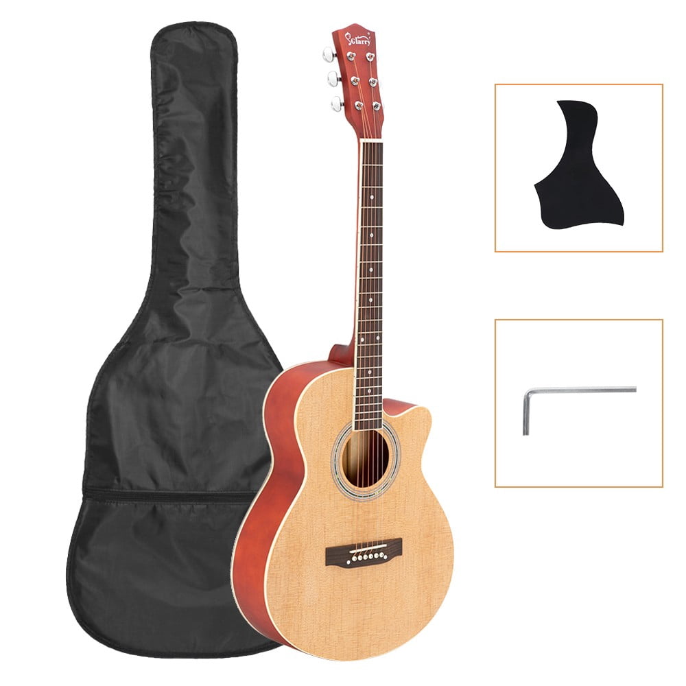 Acoustic Guitar for Beginner/Adult, 40 Inch Cutaway Folk Guitar Kit with Gig Bag and Guard Board, Right Hand, Black