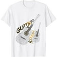 thumbnail image 1 of Acoustic Guitar with Music Notes, Musicians Guitar Design white T-Shirt, 1 of 3