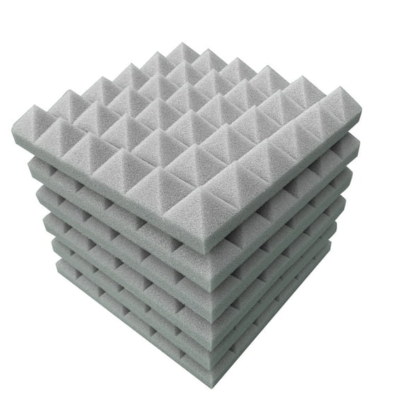 Acoustic Panels 6 Pack 12x12x1.96 Inches, Sound Absorbing Foam Panels, High Density & Fire Resistant Studio Foam for Wall and Ceiling, Black