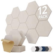 Kuchoow 12 Pack Acoustic Panels Sound Absorbing Panel for Recording Studio Walls, Hexagon Self-Adhesive Sound Panel and Noise Cancelling Tiles for Room Bedroom Beige 12 x 10 x 0.4