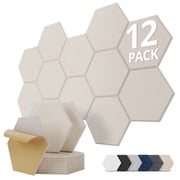 Kuchoow Acoustic Wall Panels, Acoustic Panels Sound Absorbing, Self-Adhesive Sound Panel Noise Reducing for Recording Studio, Hexagon 12 Pack Beige