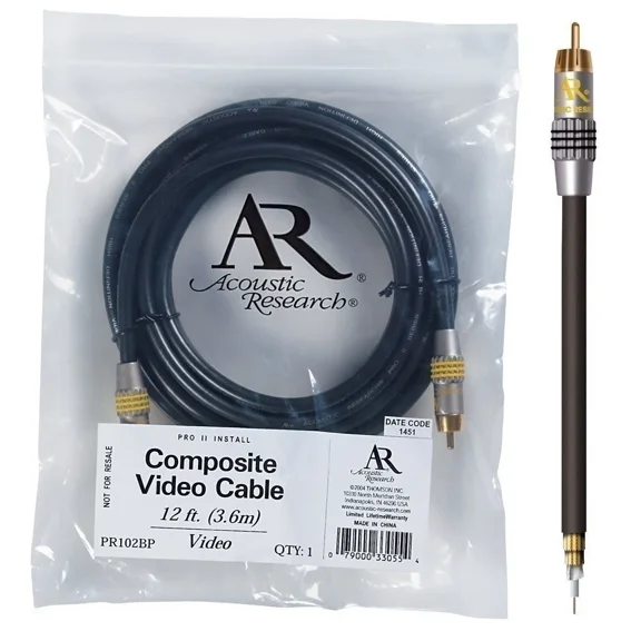 Acoustic Research Pr102 Pro Series Video Cable Gold Rca To Rca - 12 Ft