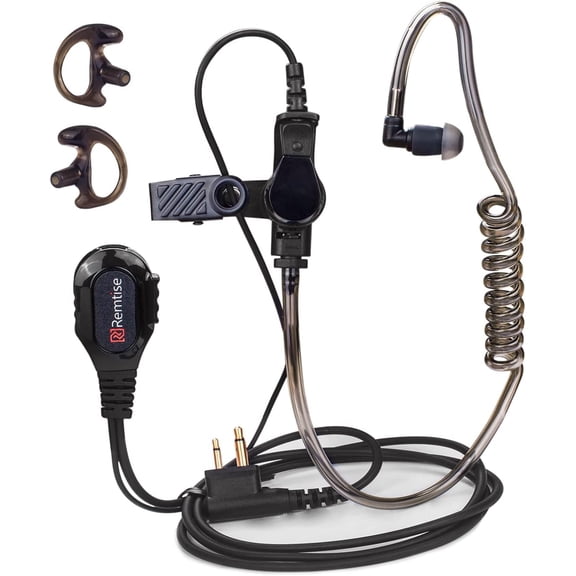 Acoustic Tube Earpiece with Mic for Motorola Walkie Talkies, Surveillance Headset and PTT Compatible with Motorola 2 Way Radios BPR40/CP/CLS/DTR/PR/RDU/RMU Series (Black)