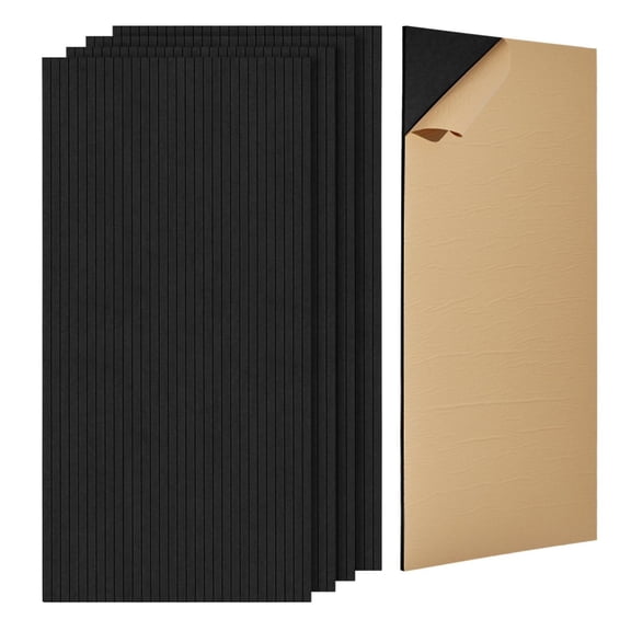 Acoustic Wall Panels 5 Pack - 47.2x23.6x0.4 inch - Self Adhesive Soundproofing Panels - Black Noise Reduction for Home & Office