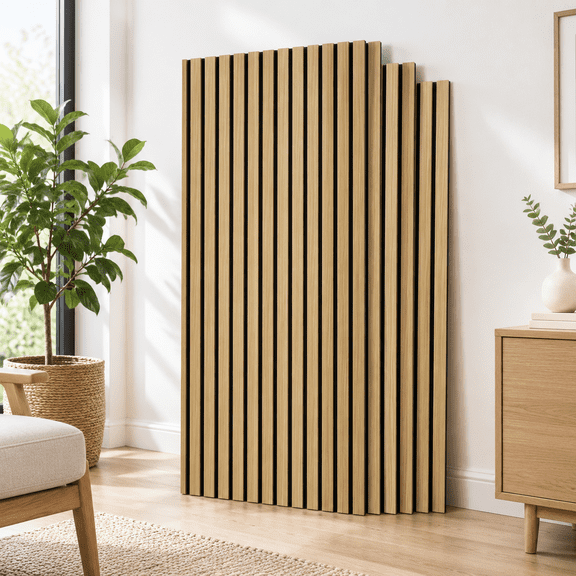 Acoustic Wood Panels For Wall 4 Pack 93" X 12" Oak