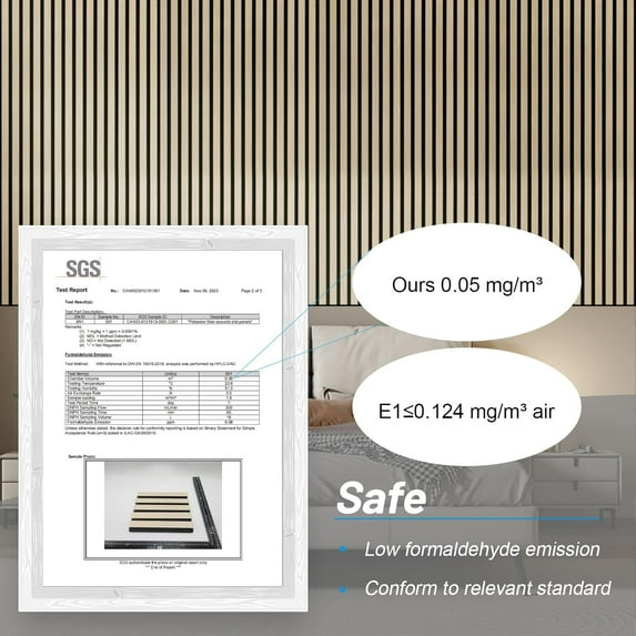 Acoustic Wood Slat Wall Panels, 4-Pack – 23.6 x 23.6 x 0. Inches, Sound Absorbing Wood Wall Panels for Interiors – Covers 15.5 Sq. Ft.