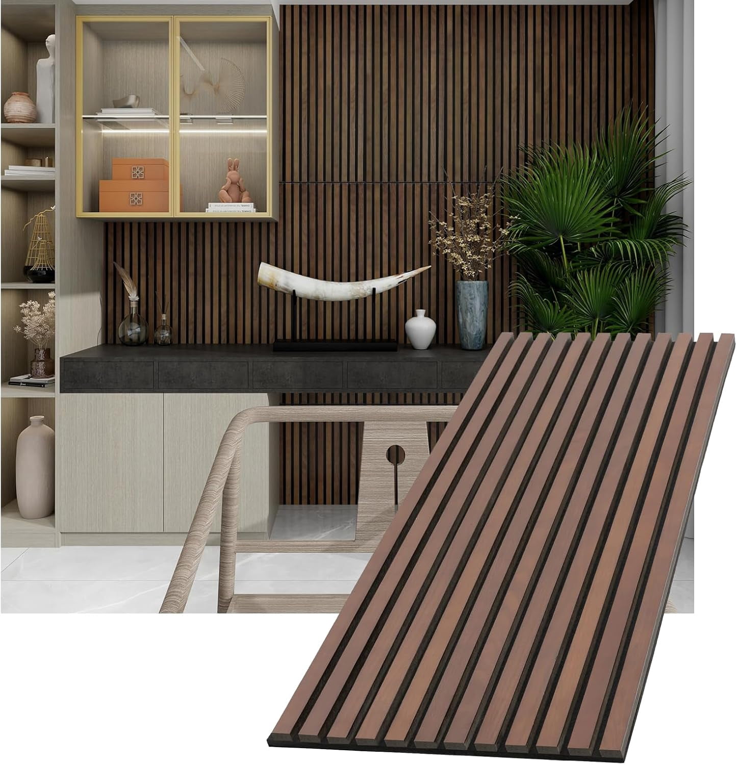Acoustic Wood Slat Wall Panels with Foam for Interior Wall Decor ...