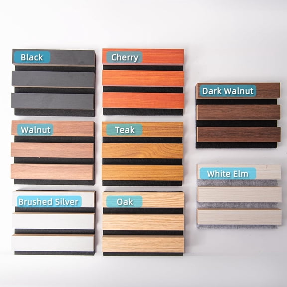 Acoustic Wood Slat Wall Panels for Interior   Fluted Sound Absorbing Wood Paneling for  Wall Ceiling Kitchen Living Room Bedroom Office  x  Warm Teak