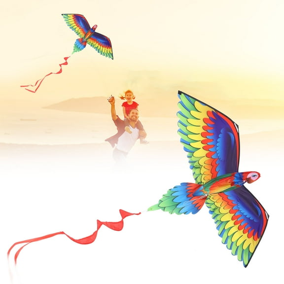 Acouto 3D Parrot Kite Large Kite for Kids & Adults, Easy To Assemble Kite for Family Outdoor Activities