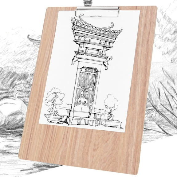 Acouto 8K Wooden Water Proof Sketching Clipboard Student Travel Art Drawing Writing Board with Metal Clip for Classroom Studio