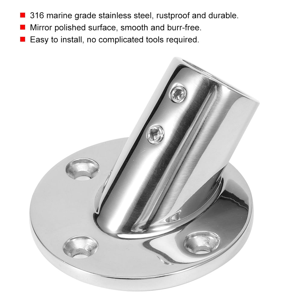 Acouto Marine Handles 45 Degree Round Tube Base Hand Rail Railing Fitting 316 Stainless Steel