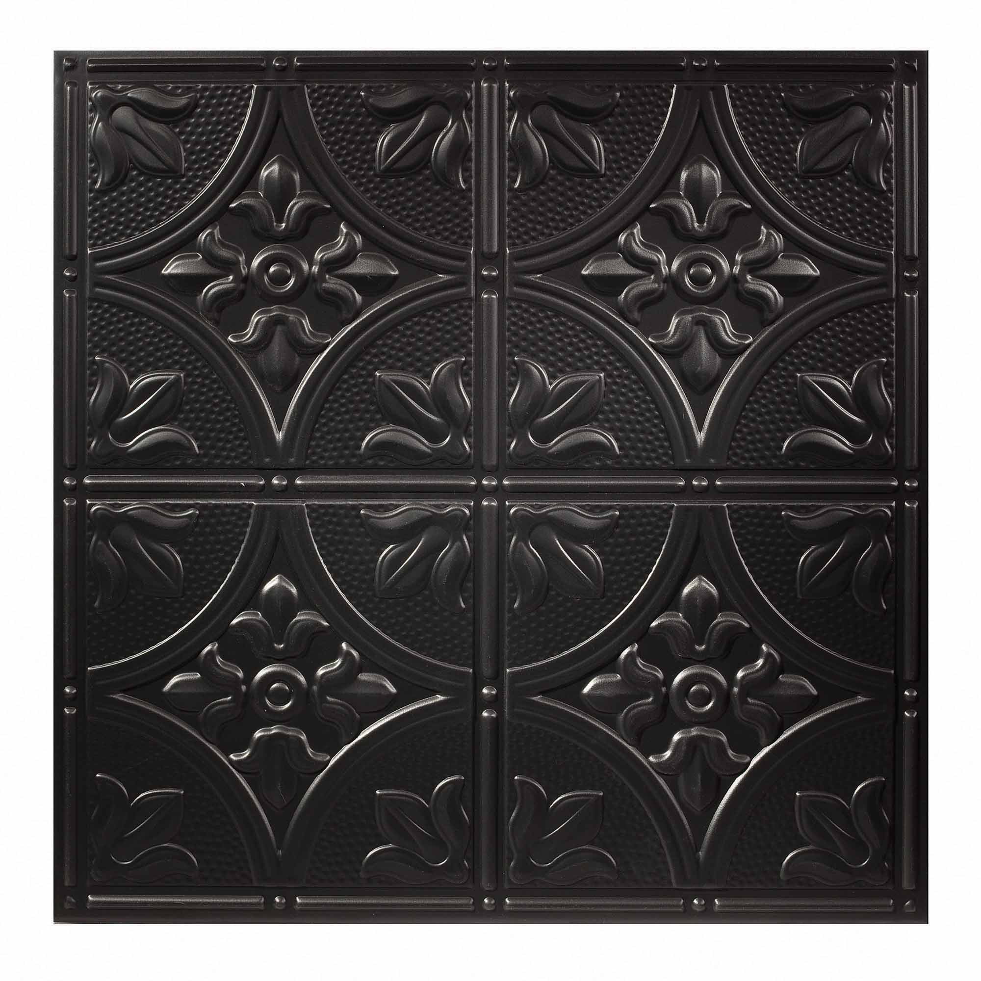 24" Black Embossed PVC Antique Ceiling Tile
