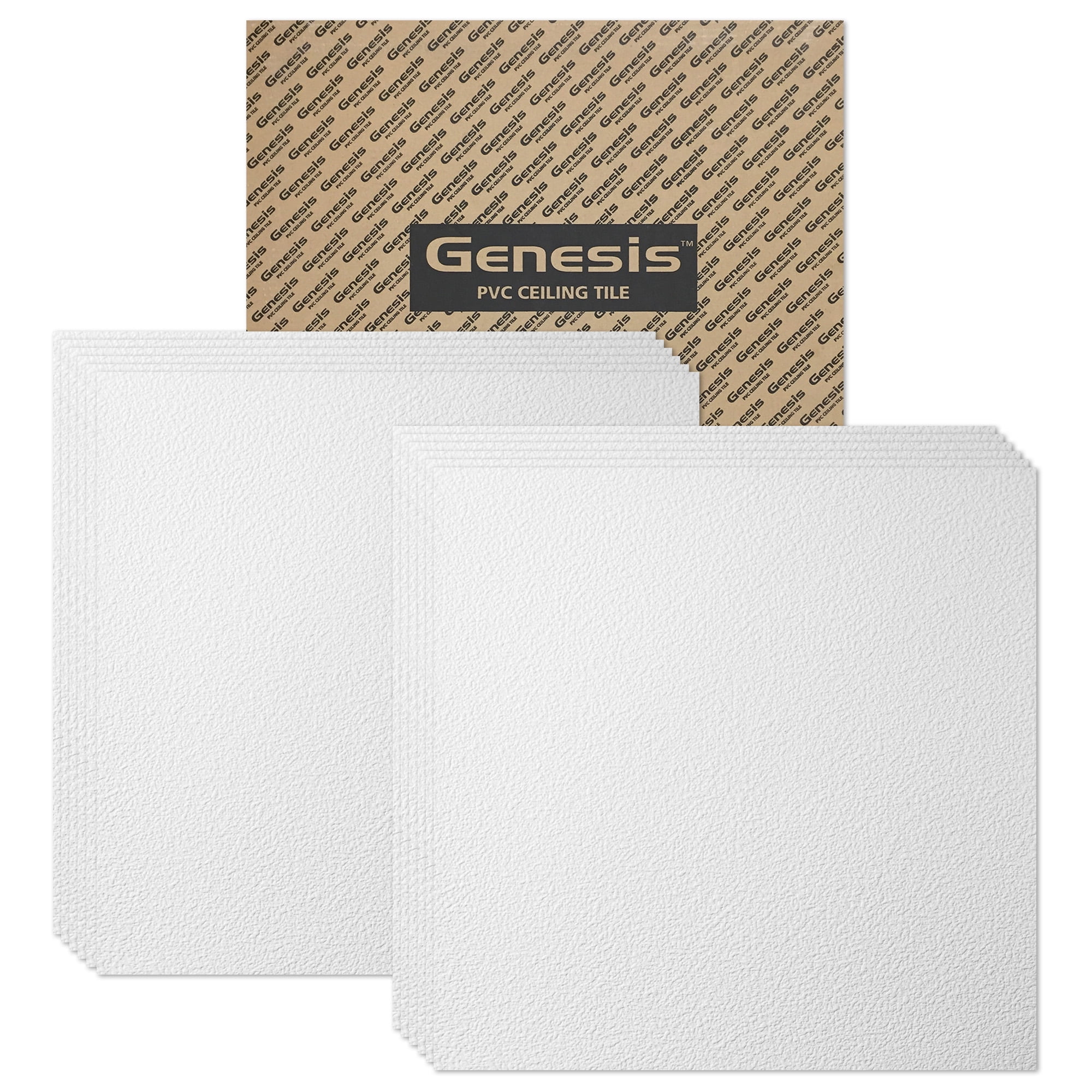 Genesis 2ft x 2ft White PVC Ceiling Tiles - Pack of 12
