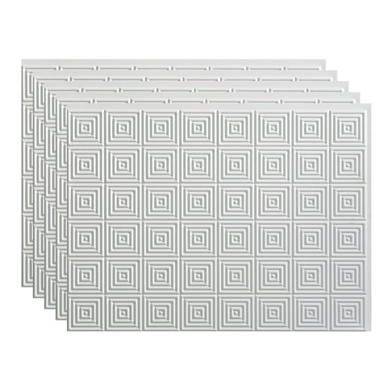 FASÄDE Miniquattro Decorative Vinyl 18in x 24in Backsplash Panel in Gloss White (5 Pack)