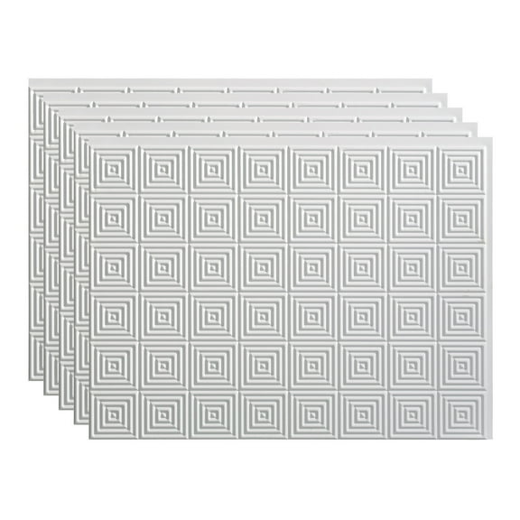 FASÄDE Miniquattro Decorative Vinyl 18in x 24in Backsplash Panel in Gloss White (5 Pack)