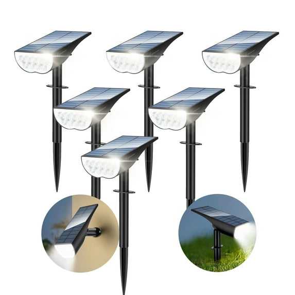 Acpouw Solar Lights Outdoor, Solar Spot Lights Outdoor 6500K Daylight White, Solar Landscape Spotlights for Garden Yard Patio Driveway Porch, 6-Pack