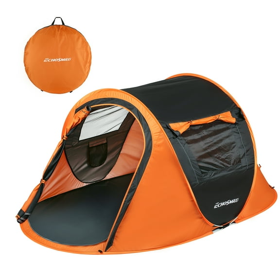 Acpouw 2 Person Black + Orange Pop Up Camping Tent