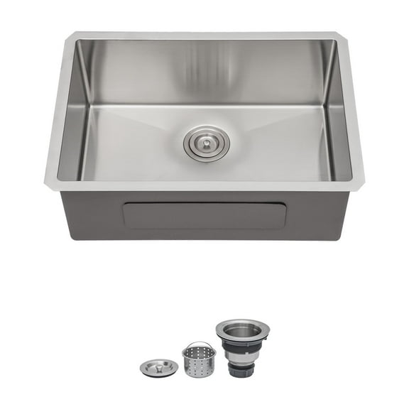 Acpouw 28 Inch Undermount Sink - 28" x 18" x 9" Undermount Stainless Steel Kitchen Sink 16 Gauge 9 Inch Deep Single Bowl Kitchen Sink Basin, Includes Drain Assembly (No Additional Accessories)