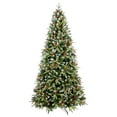 thumbnail image 1 of Acpouw 6FT Christmas Tree with 350 Warm White LED Lights – 1593 Snow-Tipped PE+PVC Branches, Red Berries & Pine Cones, Hinged Design, Stable Metal Stand – Realistic Holiday Decoration, 1 of 8
