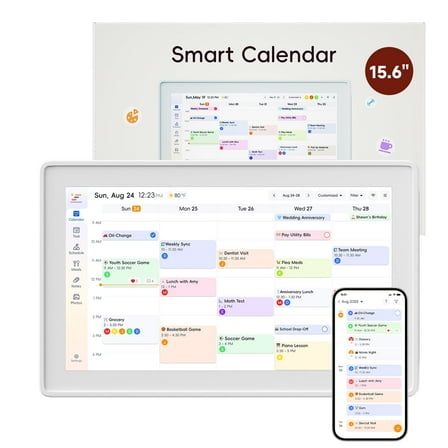 Acpouw 15.6in All-in-One Touchscreen Family Digital Calendar and Chore Chart, Smart Sync Interactive Display & Switchable Digital Photo Frame Perfect for Organizing Your 2026 Schedule