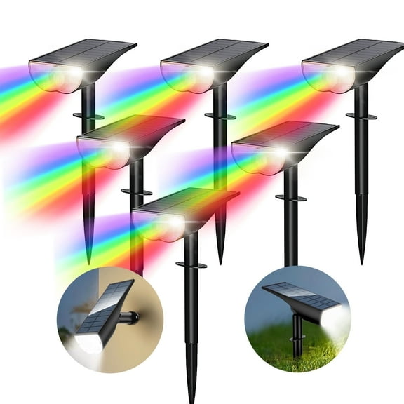 Acpouw Solar Spot Lights Outdoor, Halloween Decorations 40LEDs IP65 Waterproof Color Changing Solar Outdoor Lights, 2-in-1 Adjustable Wall Lights for Garden Yard Pathway, 6 Pack(RGB)