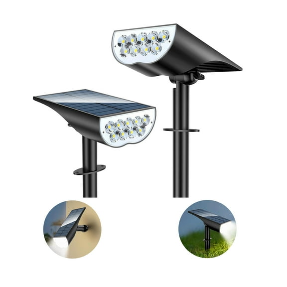 Acpouw Solar Lights Outdoor, Solar Spot Lights Outdoor 6500K Daylight White, Solar Landscape Spotlights for Garden Yard Patio Driveway Porch, 2-Pack