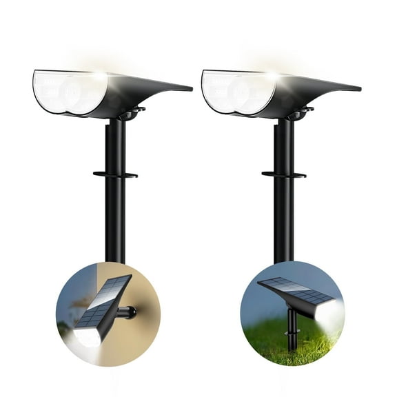 Acpouw Solar Lights Outdoor, Solar Spot Lights Outdoor 6500K Daylight White, Solar Landscape Spotlights for Garden Yard Patio Driveway Porch, 2-Pack