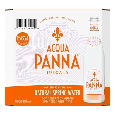 Acqua Panna Natural Spring Water, 25.3 fl oz glass water bottle (12 pack)