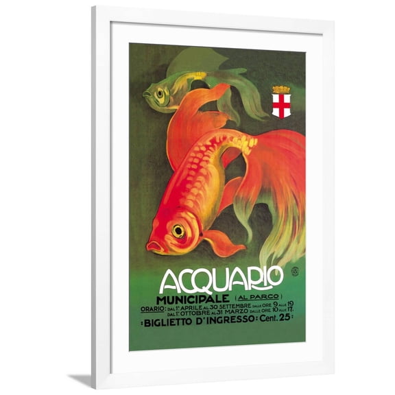 Art.com Acquario Art Print by Leopoldo Metlicovitz, White Frame Wall Art, 32" x 44"
