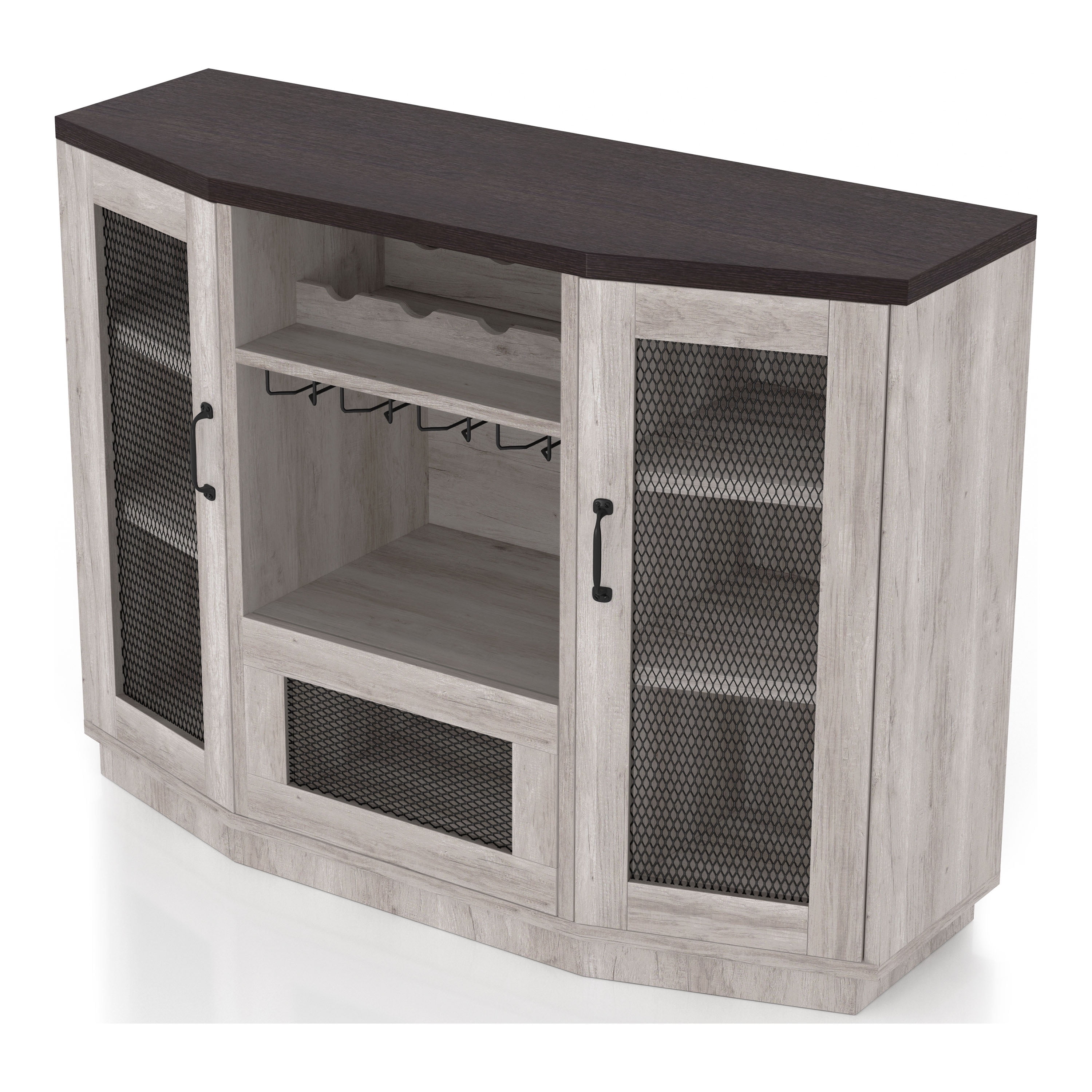 Acres MultiStorage Wood Buffet and Wine Bar, White