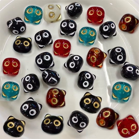 Acrijoy Acrylic Mixed Color Cat Head Beads for DIY Jewelry, 20 Count
