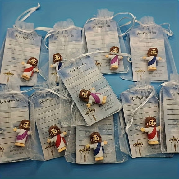 Acrijoy Mini Jesus Figurines with Prayer Cards & Envelopes, Religious Gifts, 30 Pack