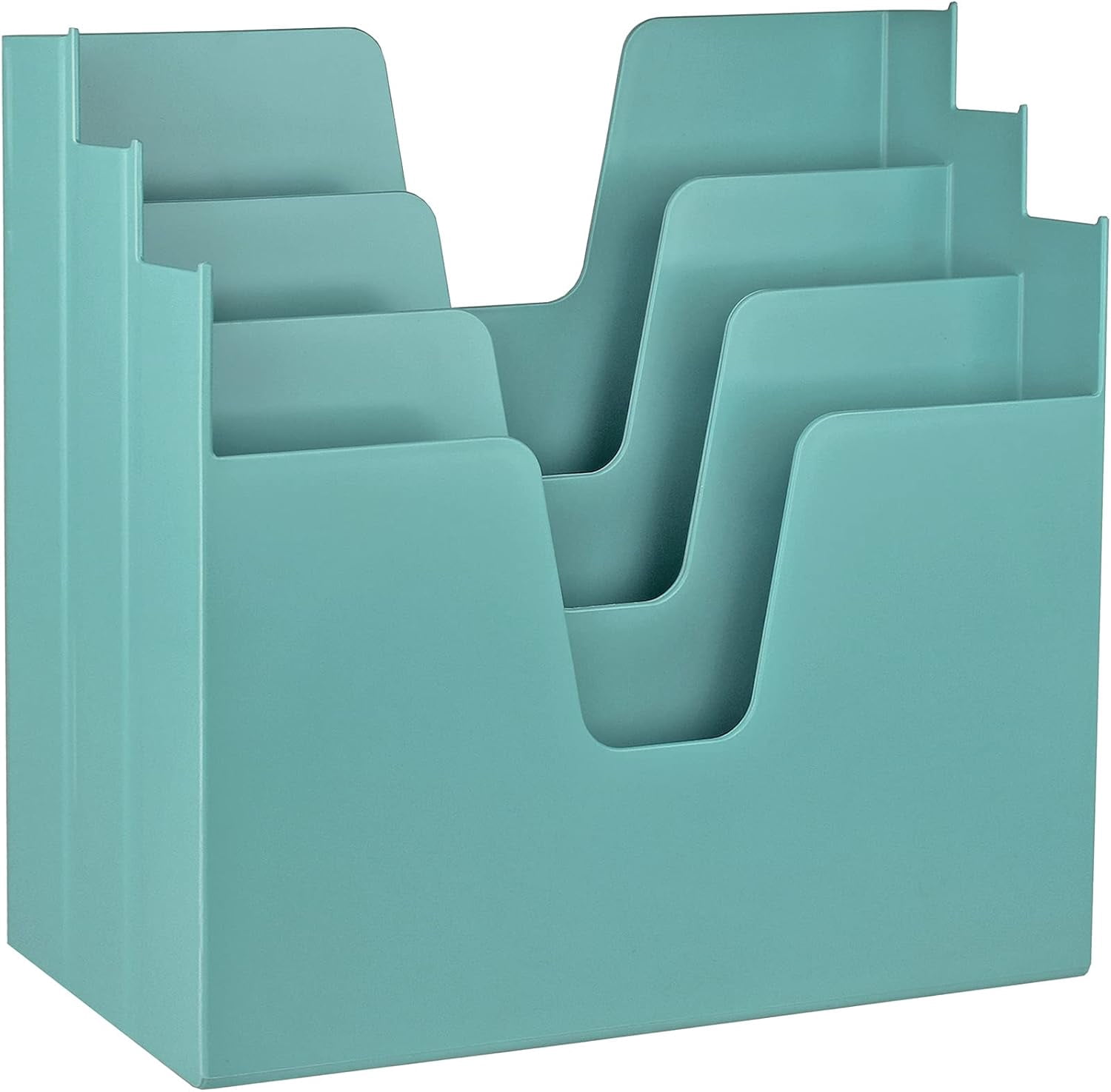 Acrimet 3-Tier Horizontal Hanging File Folder Holder Organizer, Letter Size, Ladder-Style, Open-Top Plastic File Box for Office, Home & School, Solid Green