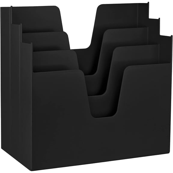 Acrimet 3-Tier Horizontal Hanging File Folder Holder Organizer, Letter Size, Ladder-Style, Open-Top Plastic File Box for Office, Home & School, Black