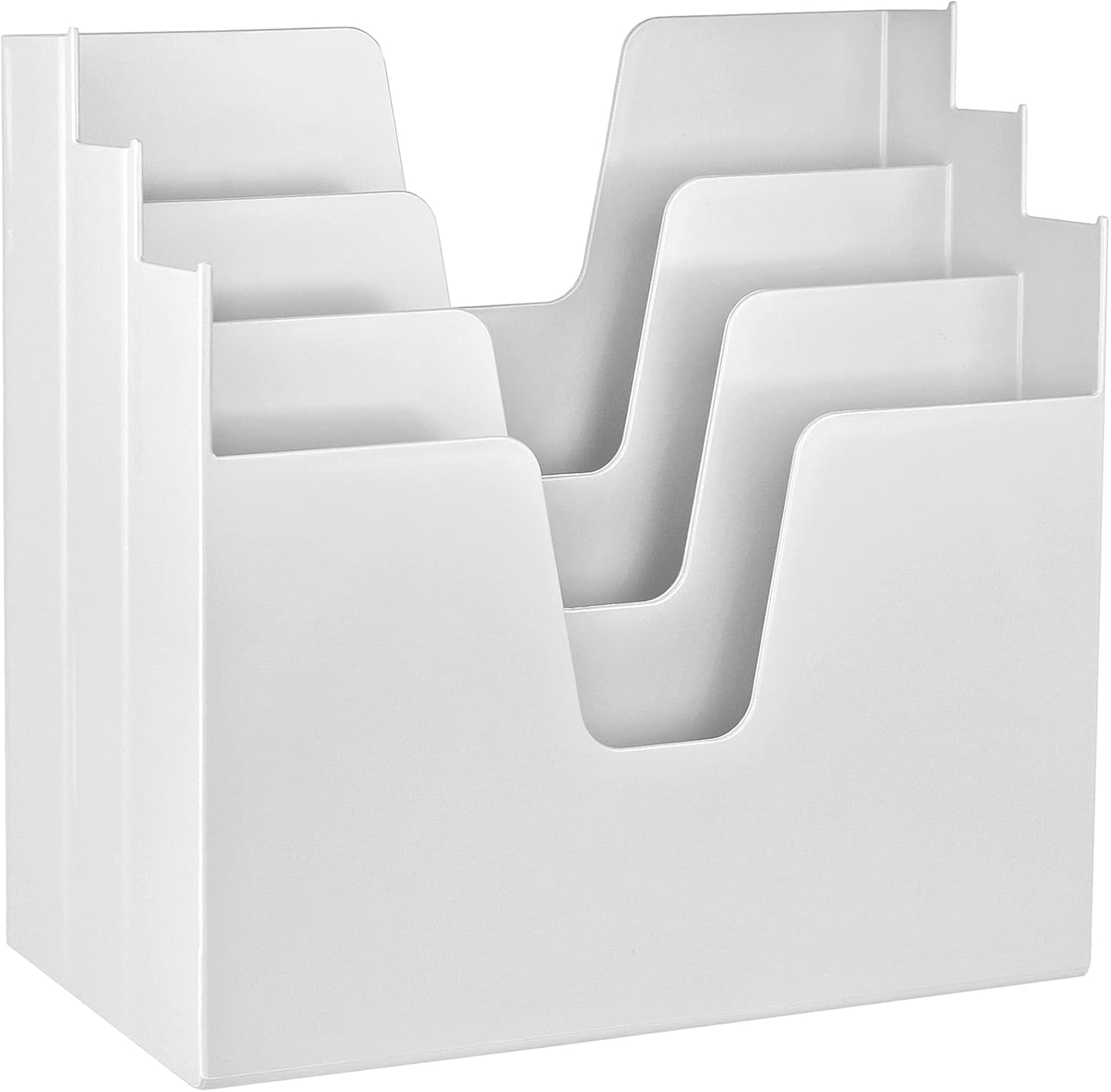 Acrimet 3-Tier Horizontal Hanging File Folder Holder Organizer, Letter Size, Ladder-Style, Open-Top Plastic File Box for Office, Home & School, White