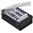 thumbnail image 1 of Acrimet 3 x 5 Card File Holder Organizer Box Metal Base Heavy Duty (AZ Index Cards and Divider Included) (Black Color with Clear Crystal Plastic Lid Cover), 1 of 9