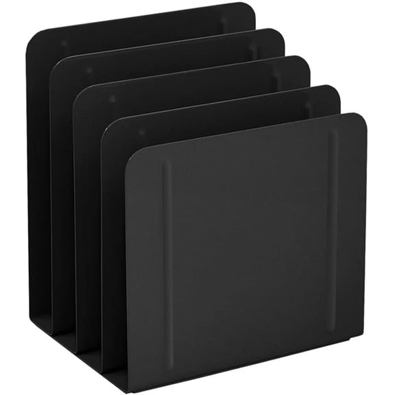 Acrimet 4-Section Vertical Metal File Sorter, Desktop File Organizer for Papers, Folders & Documents, Space-Saving Office Organizer, Black