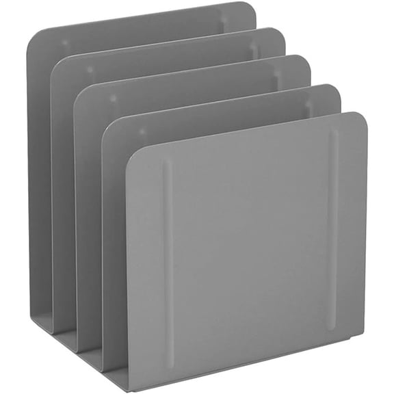 Acrimet 4-Section Vertical Metal File Sorter, Desktop File Organizer for Papers, Folders & Documents, Space-Saving Office Organizer, Silver