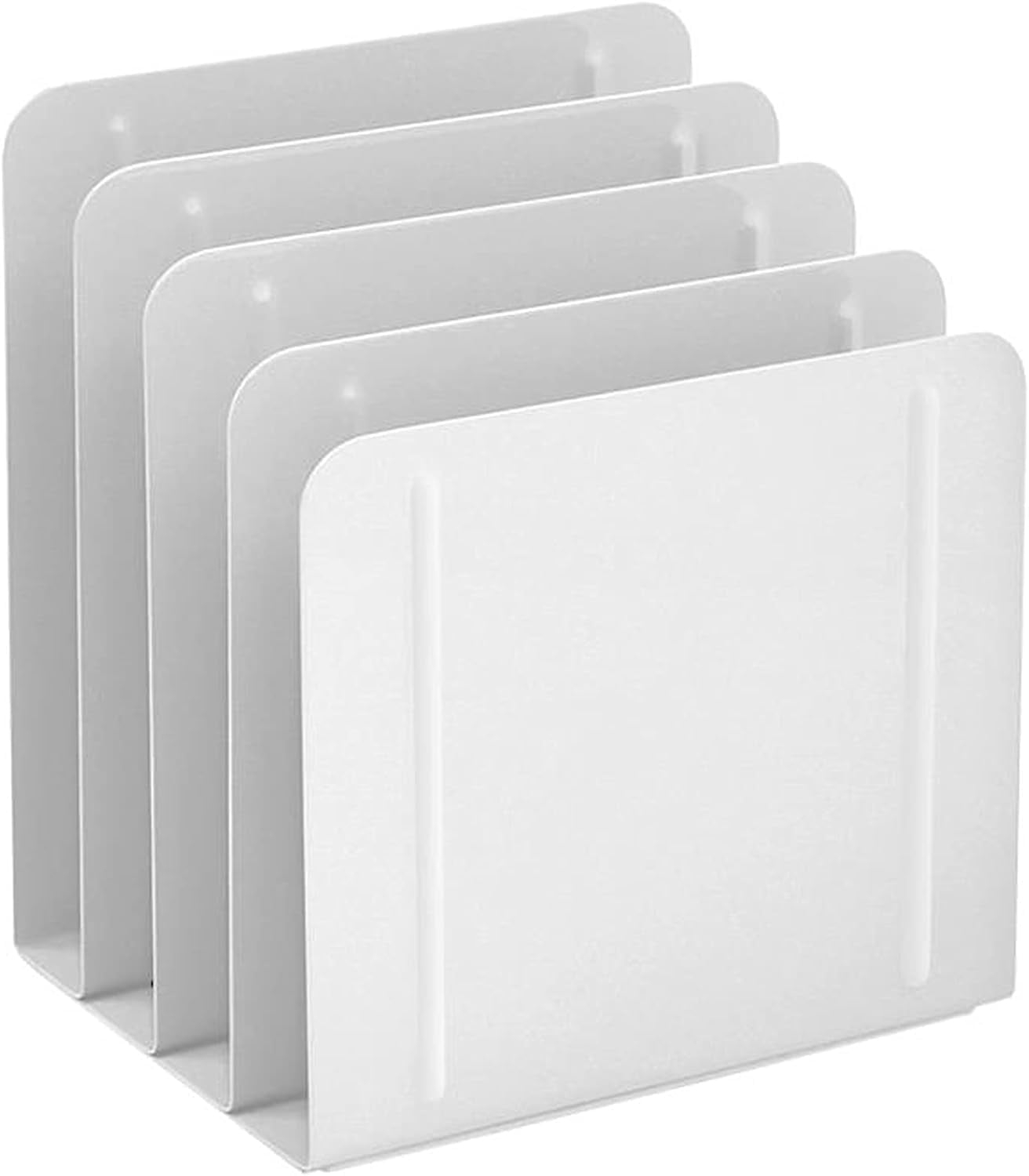 Acrimet 4-Section Vertical Metal File Sorter, Desktop File Organizer for Papers, Folders & Documents, Space-Saving Office Organizer, White