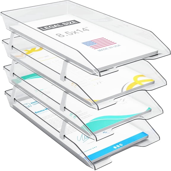 Acrimet 4 Tier Legal Letter Tray, Facility Front Load (Legal Size) (Plastic) (Clear Crystal Color)
