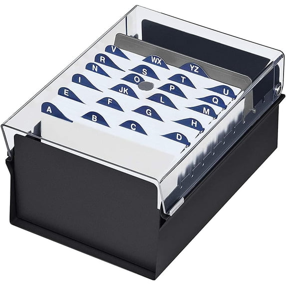 Acrimet, Card File Holder, 4 x 6, Black with Clear Plastic Lid ...