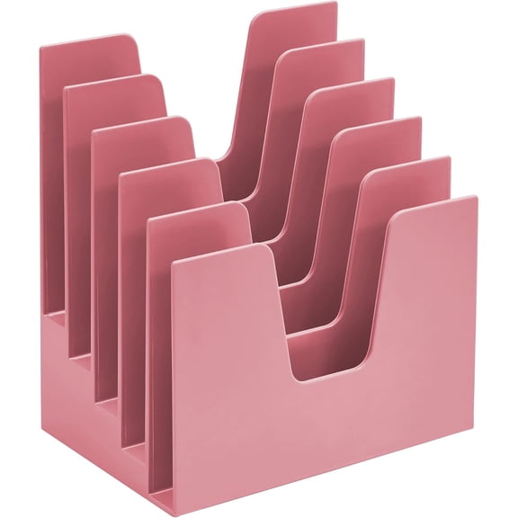 Acrimet 5 Section Incline File Sorter Organizer, Mail, Folder, Letter Desk Organizer, Rack for Office Organization Desktop (Plastic) (Solid Pink Color)