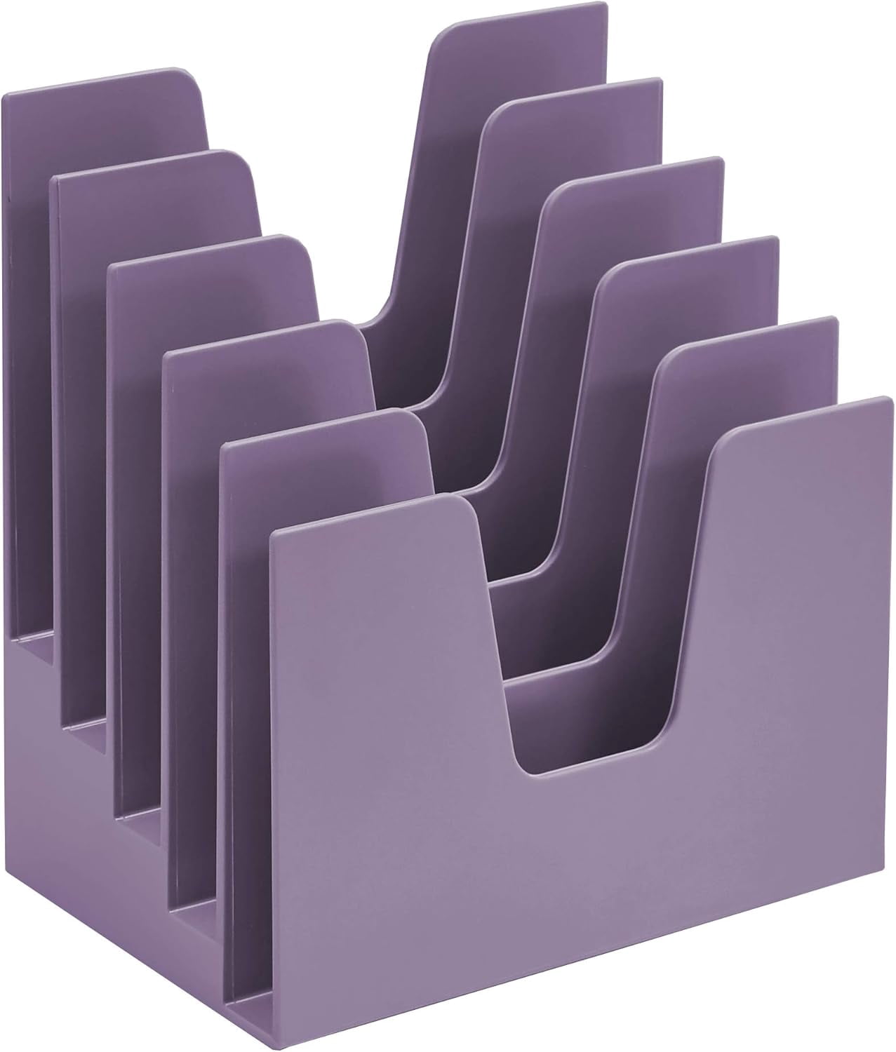 Acrimet 5 Section Incline File Sorter Organizer, Mail, Folder, Letter Desk Organizer, Rack for Office Organization Desktop (Plastic) (Solid Purple Color)