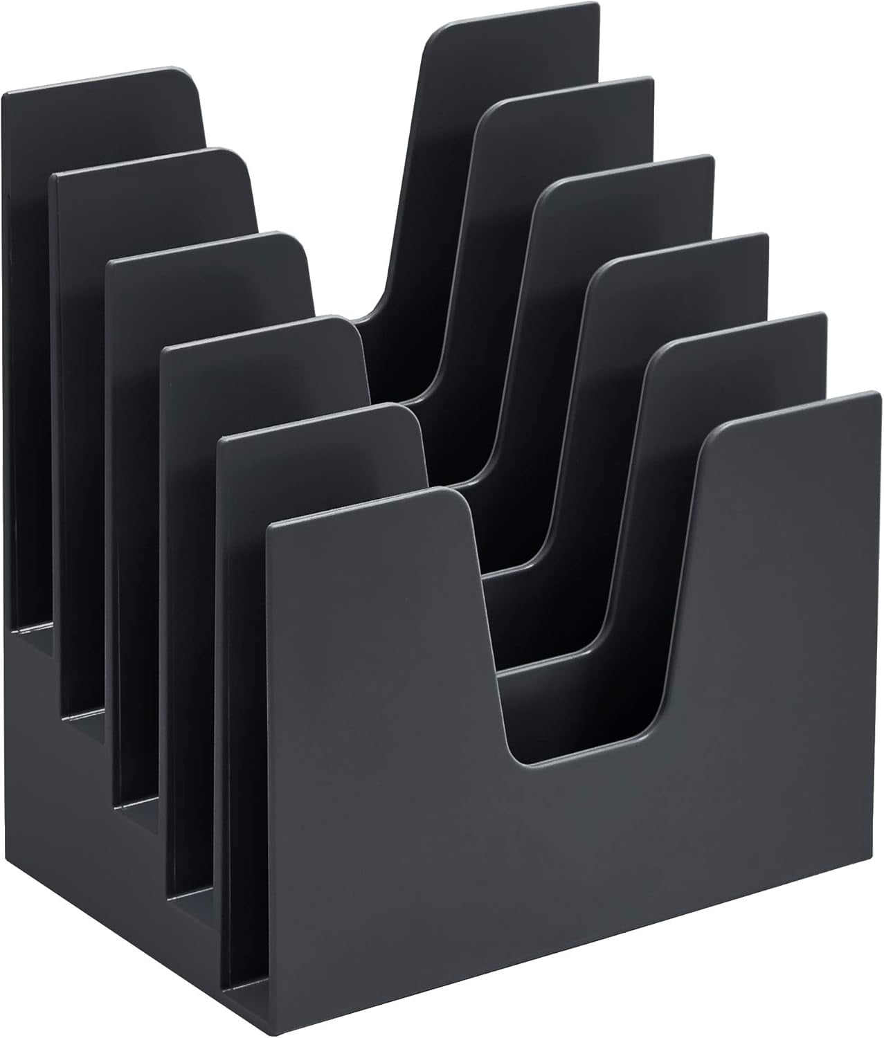 Acrimet 5 Section Incline File Sorter Organizer, Mail, Folder, Letter Desk Organizer, Rack for Office Organization Desktop (Plastic) (Black Color)