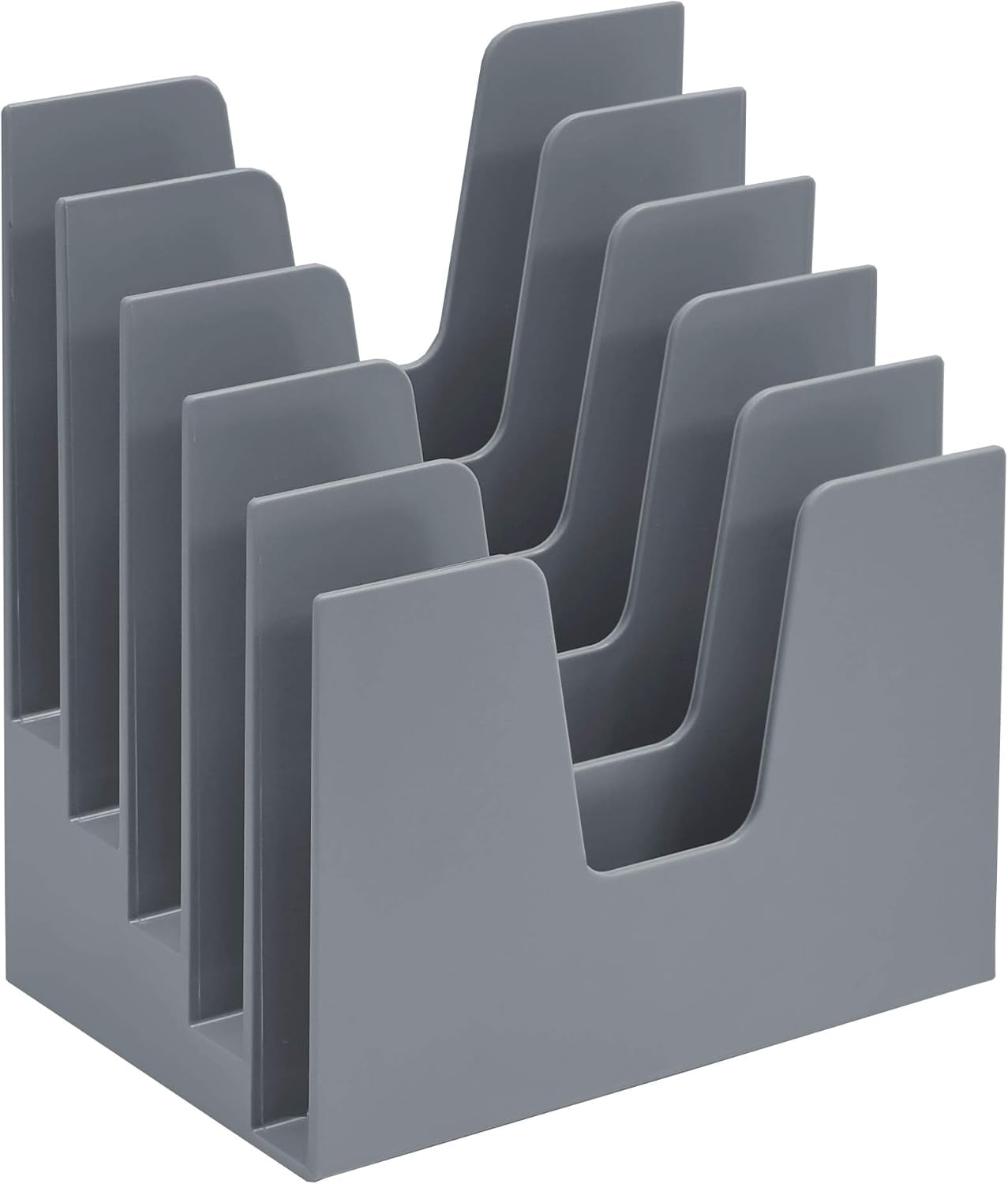 Acrimet 5 Section Incline File Sorter Organizer, Mail, Folder, Letter Desk Organizer, Rack for Office Organization Desktop (Plastic) (Silver Color)