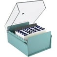 thumbnail image 1 of Acrimet 5 X 8 Card File Holder Organizer Box Metal Base Heavy Duty (AZ Index Cards and Divider Included) (Green Color with Clear Crystal Plastic Lid Cover), 1 of 8
