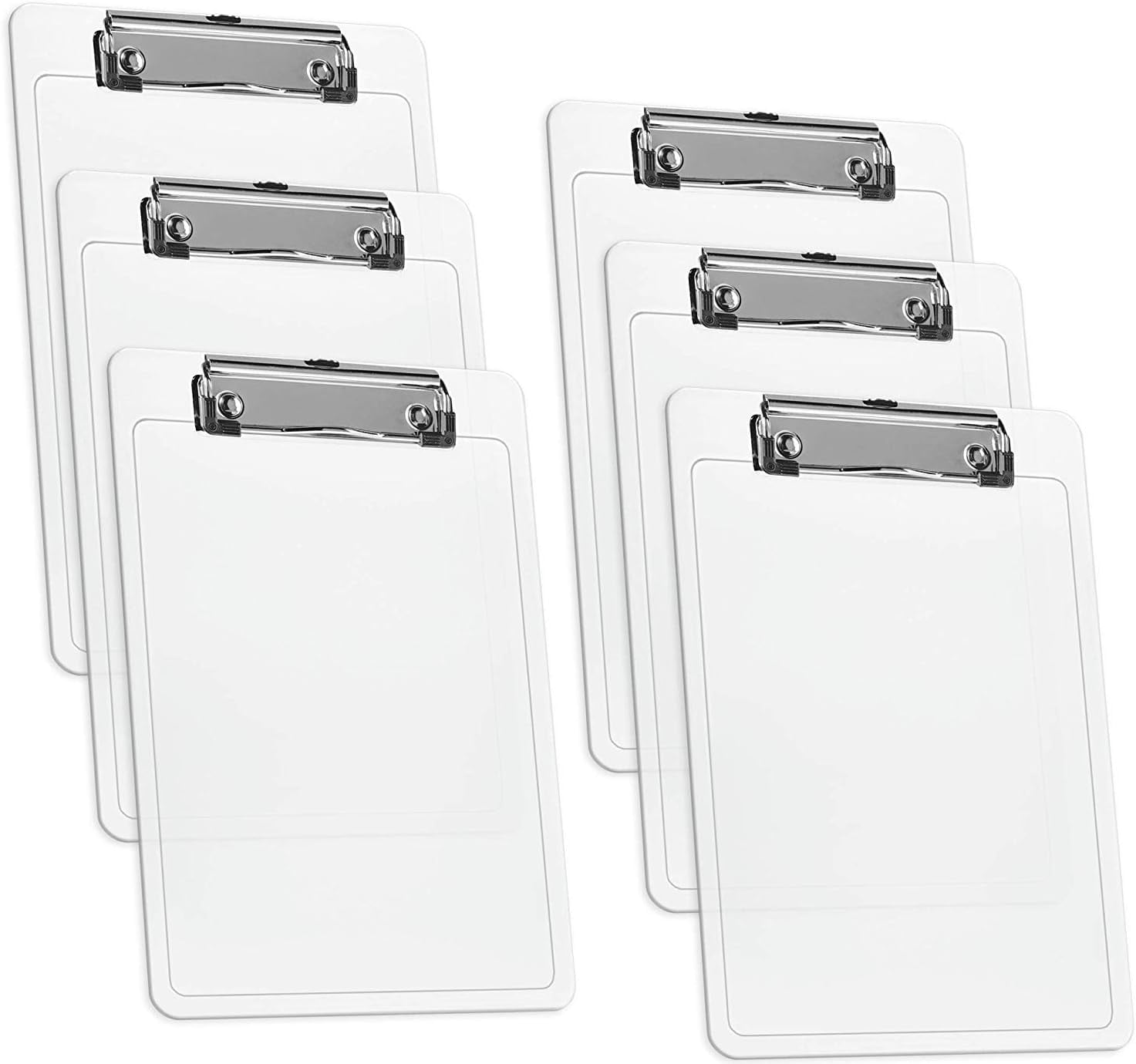 Acrimet Clipboard Memo Size A5 (9 1/4” x 6 5/16”) Low Profile Clip (Plastic) (Clear Crystal Color) (6 Pack)